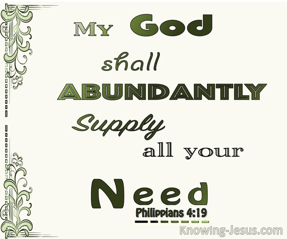 Philippians 4:19 God Will Supply All Our Needs Abundantly (beige)